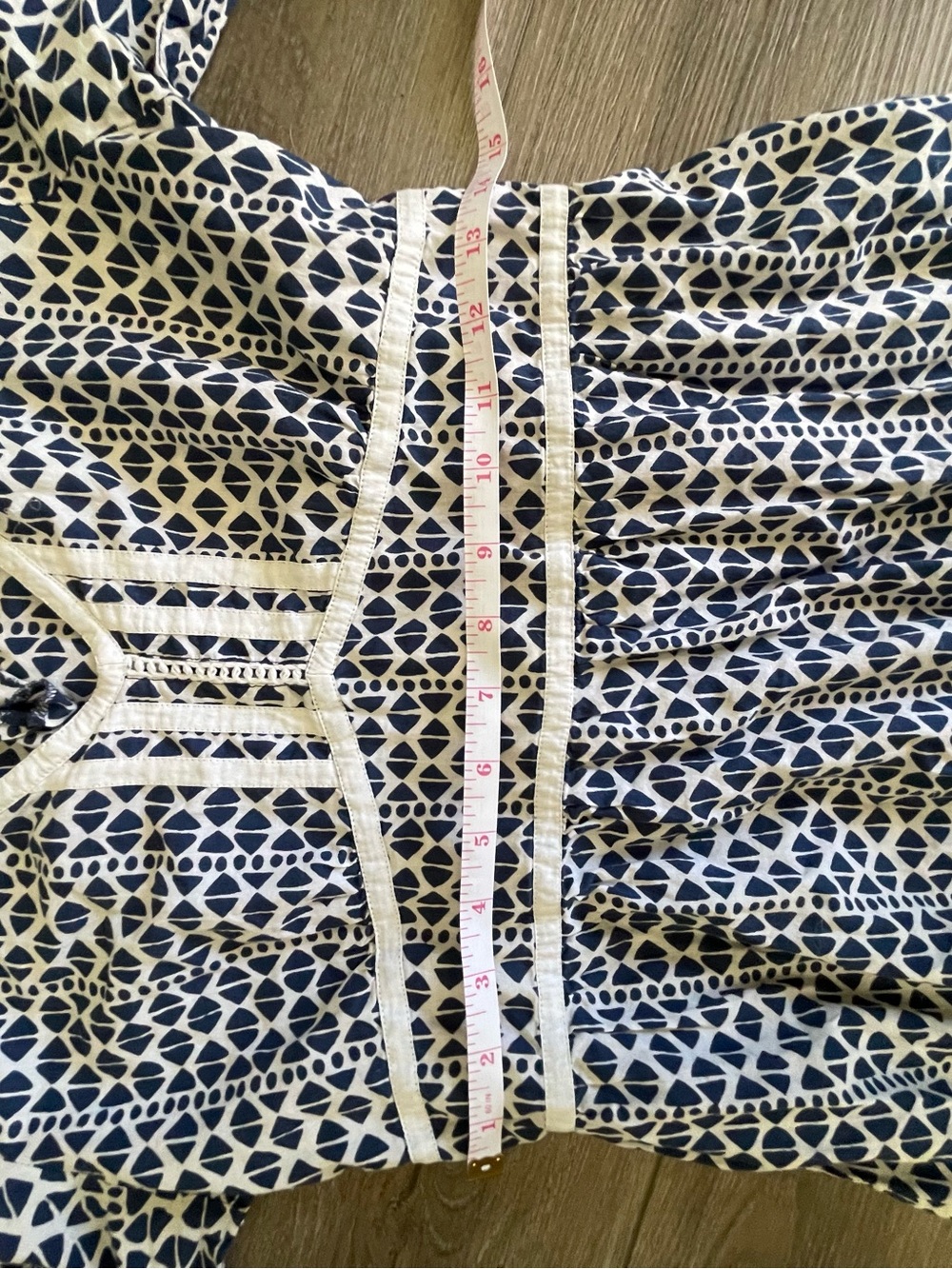 Navy and White Printed V-Neck Midi Dress - Picture 11 of 12
